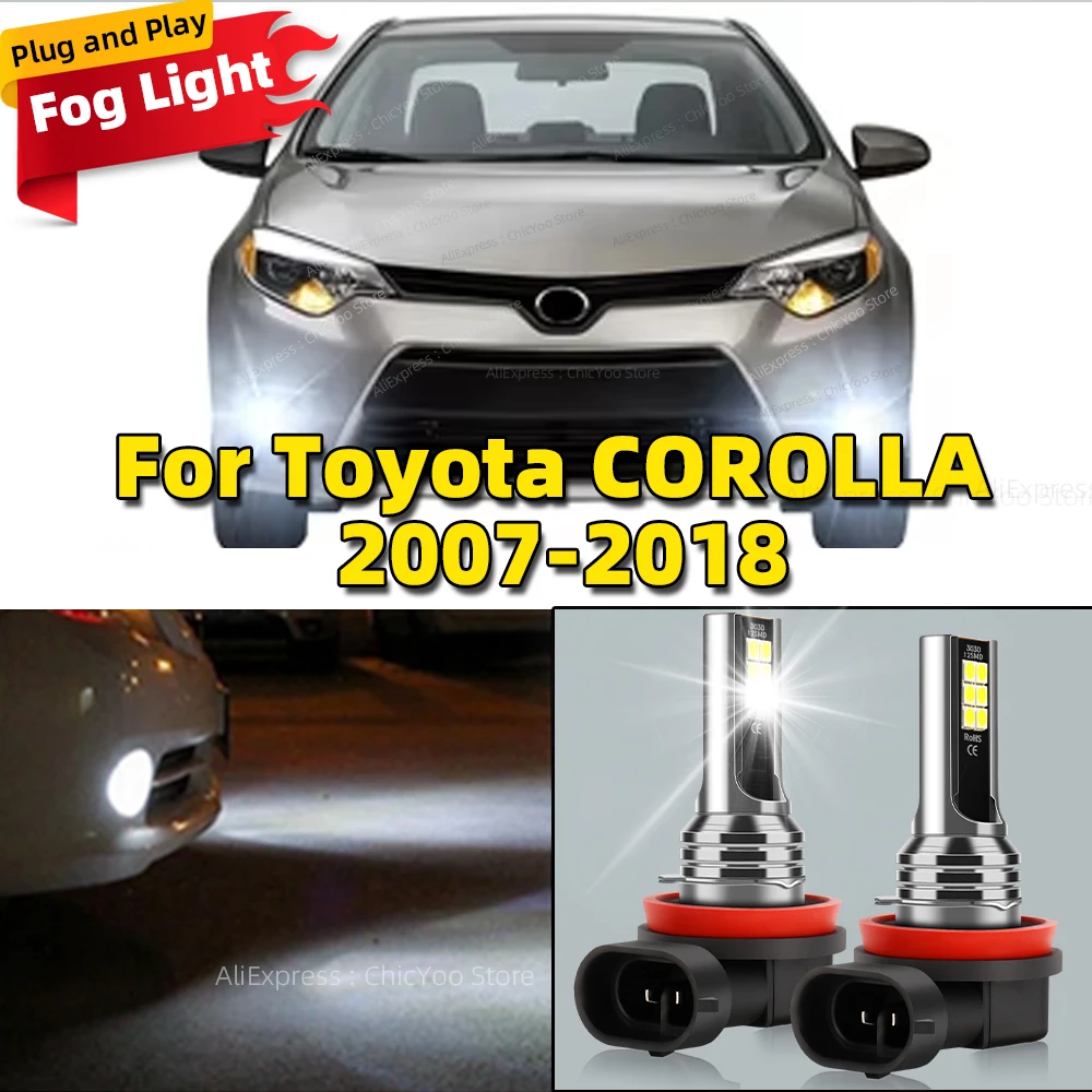 6000K Front Fog Light 2pcs LED Bulb Accessories Lamp For Toyota COROLLA 2007 2008 2009 2010 2011 2012 2013 2014 2015 16 17 2018