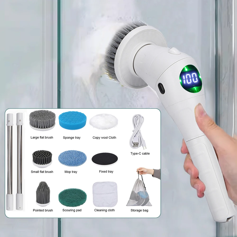 

Kitchen Electric Cleaning Brush Multifunctional USB Charging for Bathroom Toilet Scrubber Household Cleaning Brush Drill Brush