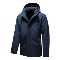 Dikke Winter Heren Fleece Gewatteerde Outdoor Winddicht Bontkraag Jack Heren Klassiek Zwart En Grijs Gewatteerd Thermisch Jack