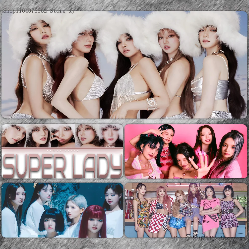 Kpop Korean Girl Group (G)I-DLE Mousepad Desk Pad Gaming Accessories Prime Gaming XXL Keyboard Pad Stitched Pad