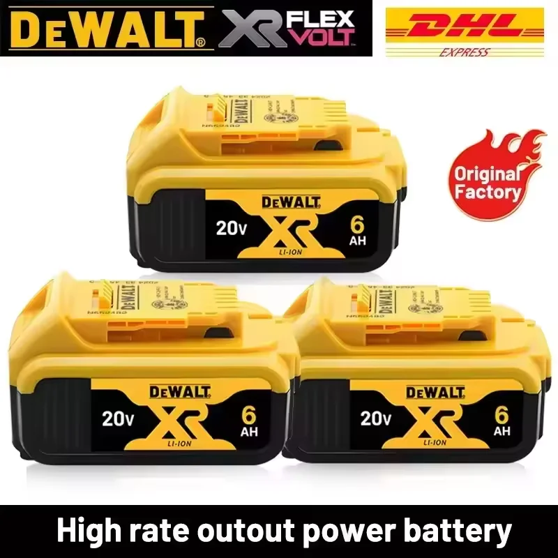100% DeWALT batterie d'origine 20 V/5Ah 6Ah MAX FlexVolt pour DCB606 DCB205 DCB206 DCB209 DCB182 DCF512 outil électrique avec chargeur