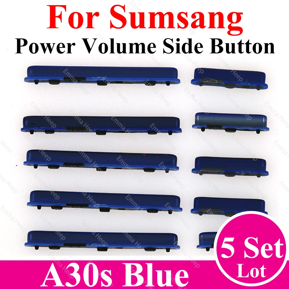 5Set Power Volume Side Button Key For Samsung A20 A20s A21s A30 A30s Phone Housing On Off Up Down Replace Repair Parts