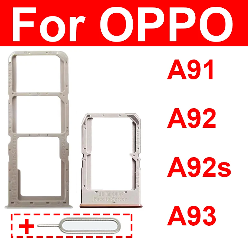 For OPPO A91 A92 A92s A93 4G 5G  Card Slot Adapter Reader Sim Card Tray Holder Replacement Repair Parts