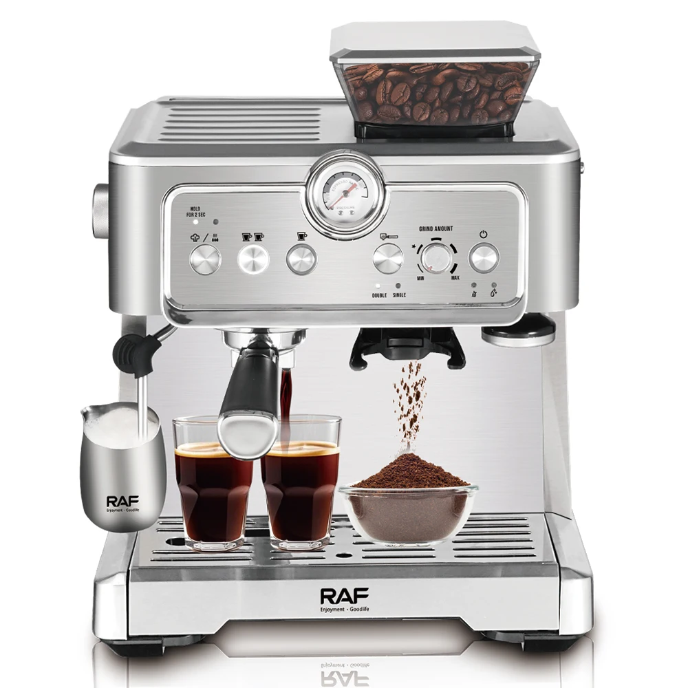 RAF Espresso Coffee Maker With 1350W High Pressure Pump Twin Brewing Cycle And 2 Point 3 Liter Large Capacity For Home Baristas