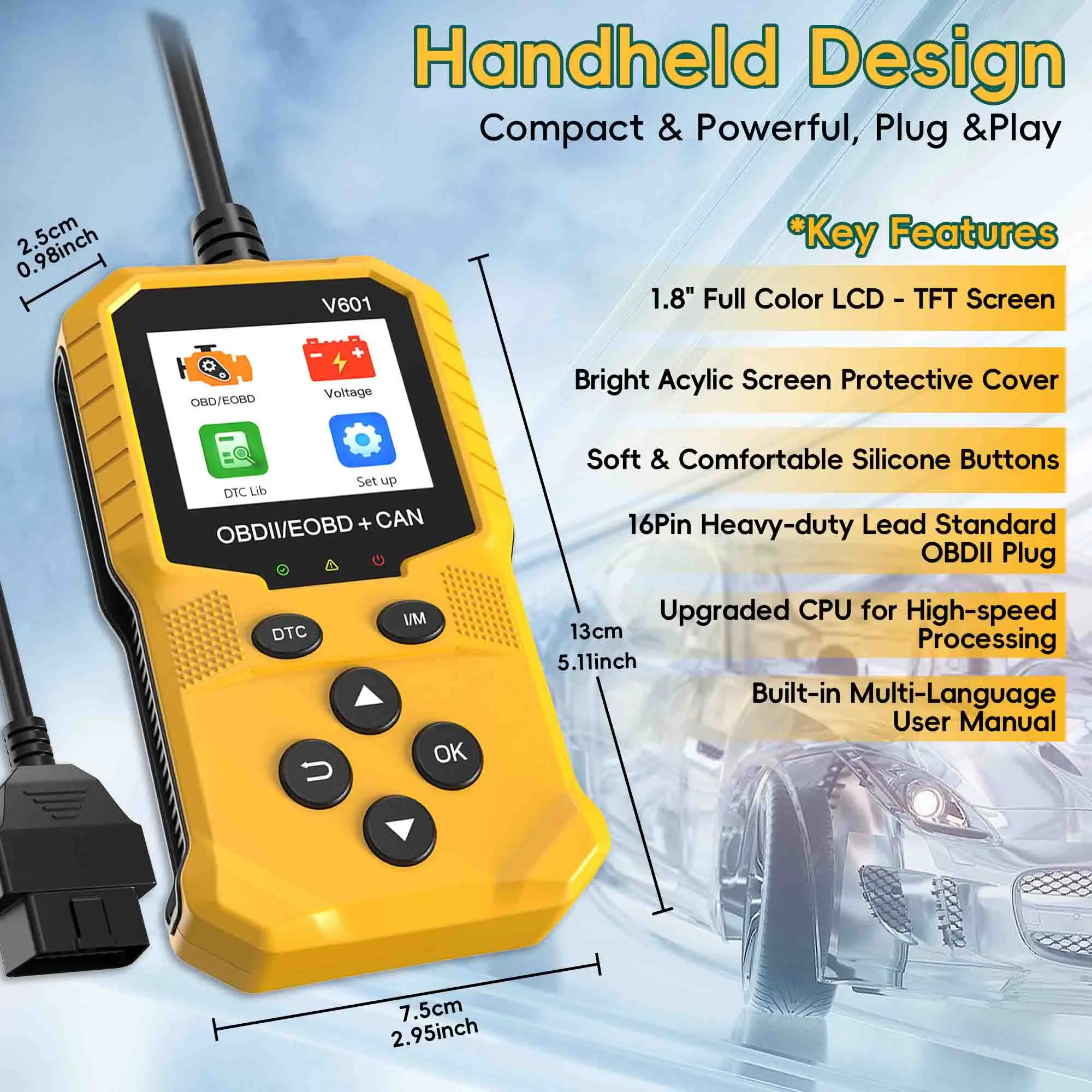 Picture 3: Car Code Reader, OBD2 Scanner Diagnostic Tool for Cars and Trucks, Check Engine Code Reader, OBD2 Scanner with Reset