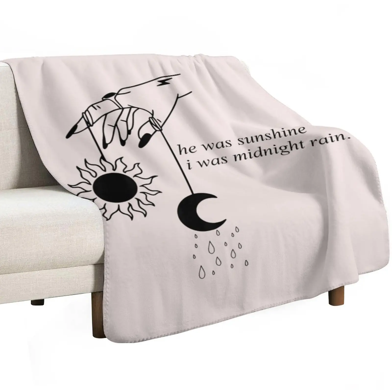 He Was Sunshine I Was Midnight Rain Throw Blanket Kid'S Custom blankets and throws Soft wednesday Blankets