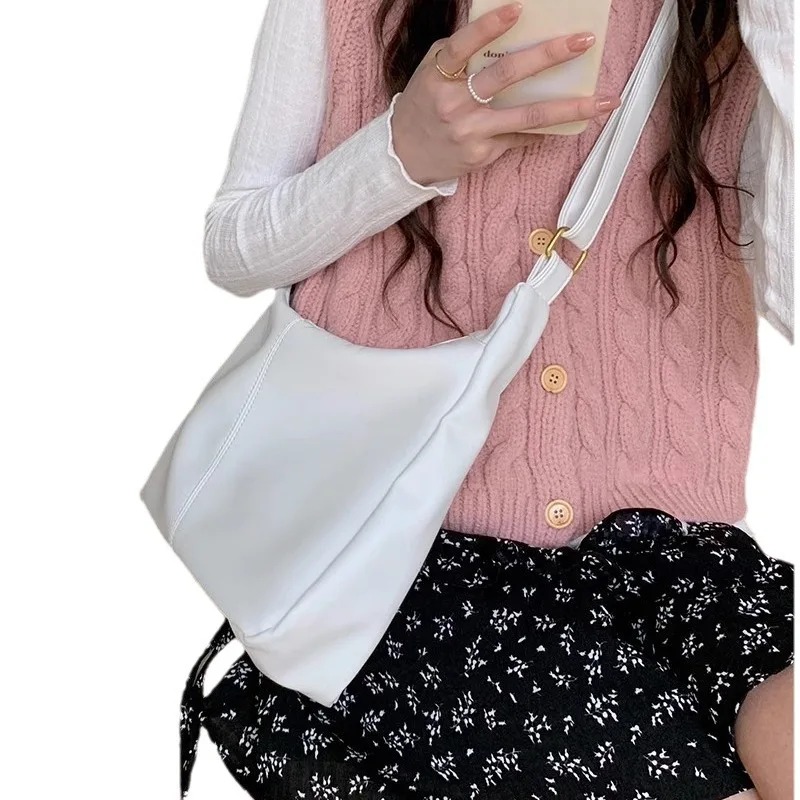 Borsa a tracolla moda coreana dolce per ragazza studentessa semplicità borsa a tracolla di colore bianco rosa borsa a tracolla per libri ad alta