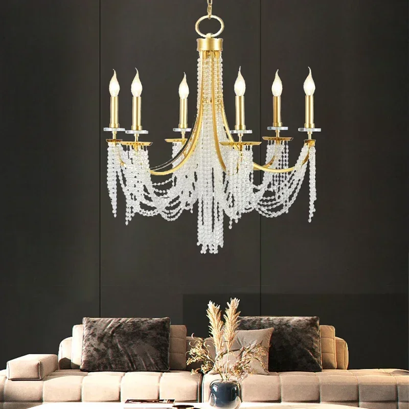 

Lustres New LED Classical Hanging Lamps Candle Ceiling Chandeliers Gold Vintage Home Decoration Lights for Dining Room Decor