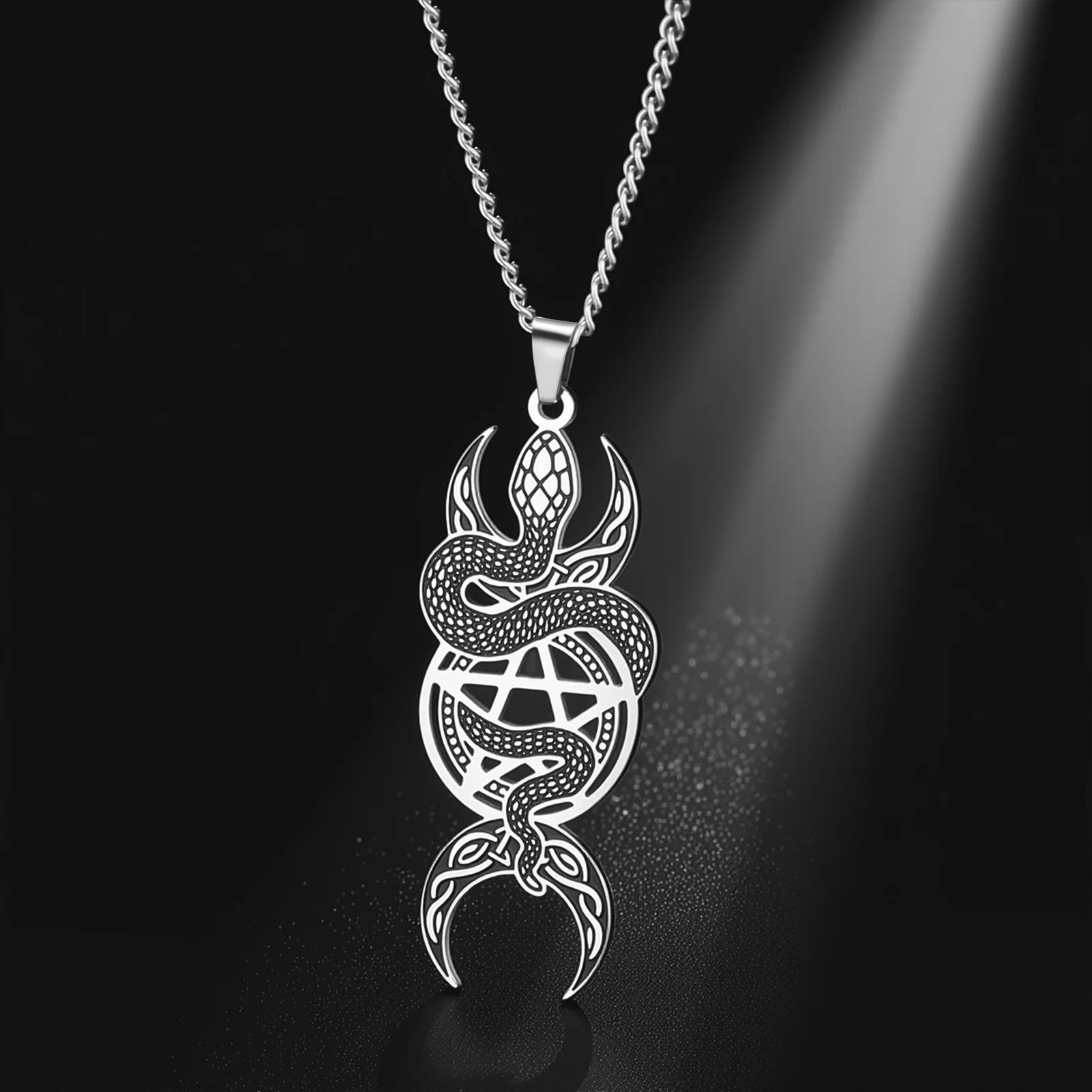 1PC Serpentine March Goddess Pendant Necklace Serpentine Wrapping March Goddess Smearing Retro Texture Witch Woman Man Jewelry