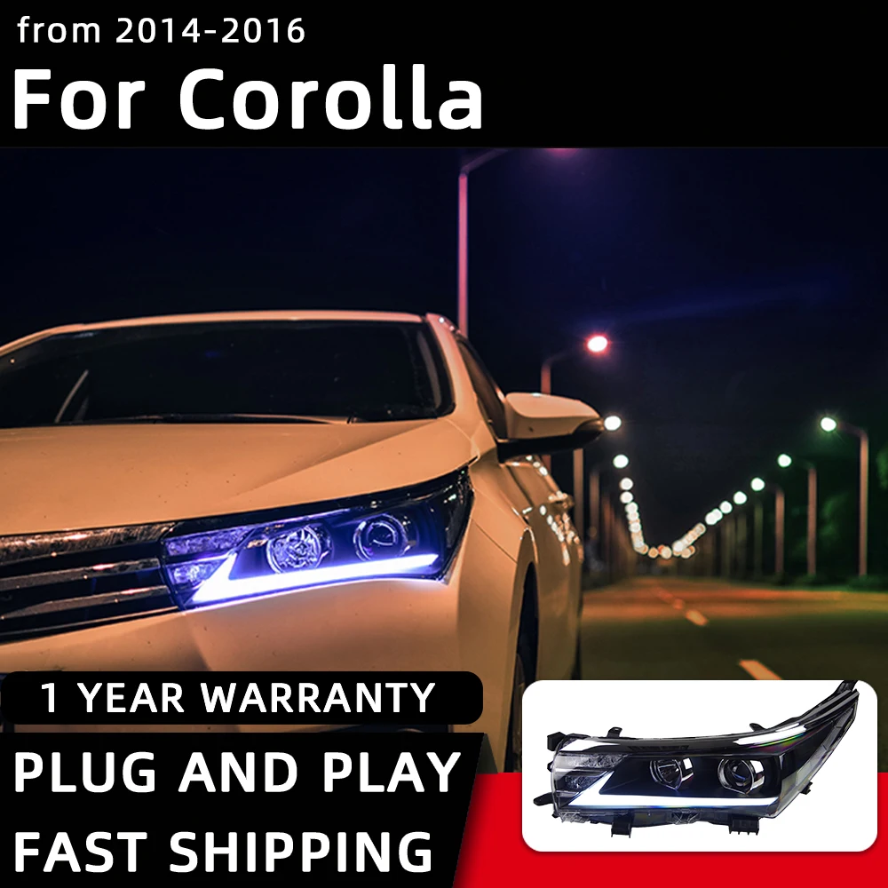 Car Styling Headlights for Corolla LED Headlight 2014-2016 Corolla Head Lamp DRL Signal Projector Lens angel eyes Automotive