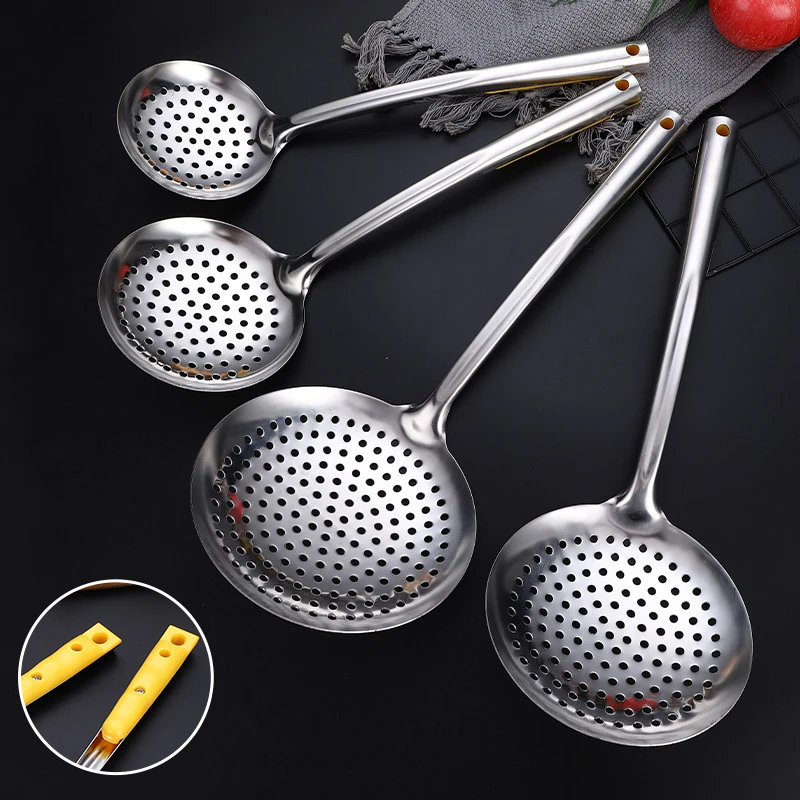 

Thickened Stainless Steel Large Colander Filter Spoon Household Noodles Strainer Skimmer Oil Separator Kitchen Gadgets