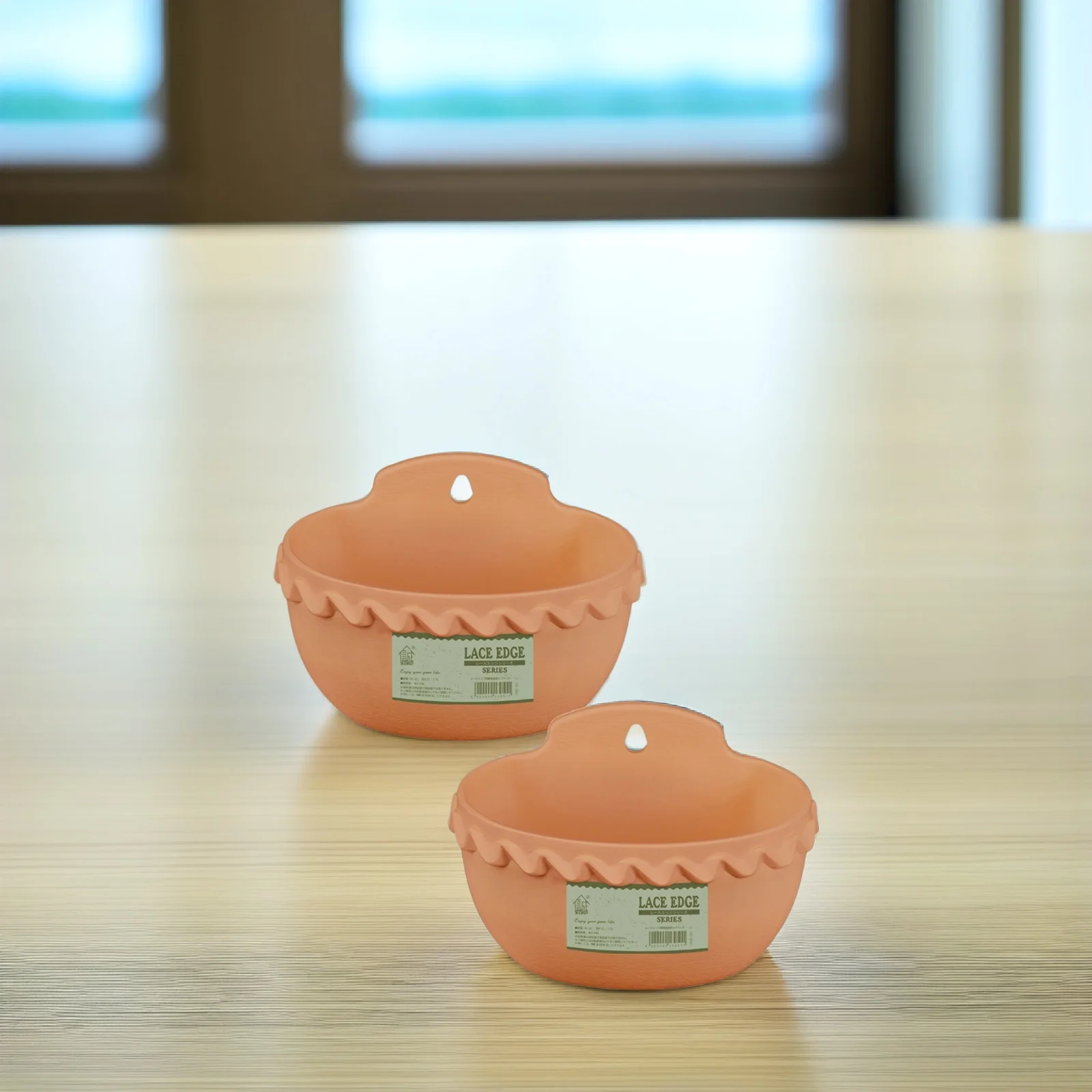 2 قطعة سلة تثبيت على الحائط وعاء نبات منظم بلاستيكي مثالي للشرفة وغرفة الأطفال وغرفة النوم والمطبخ والتخزين باللون البني الفاتح #5