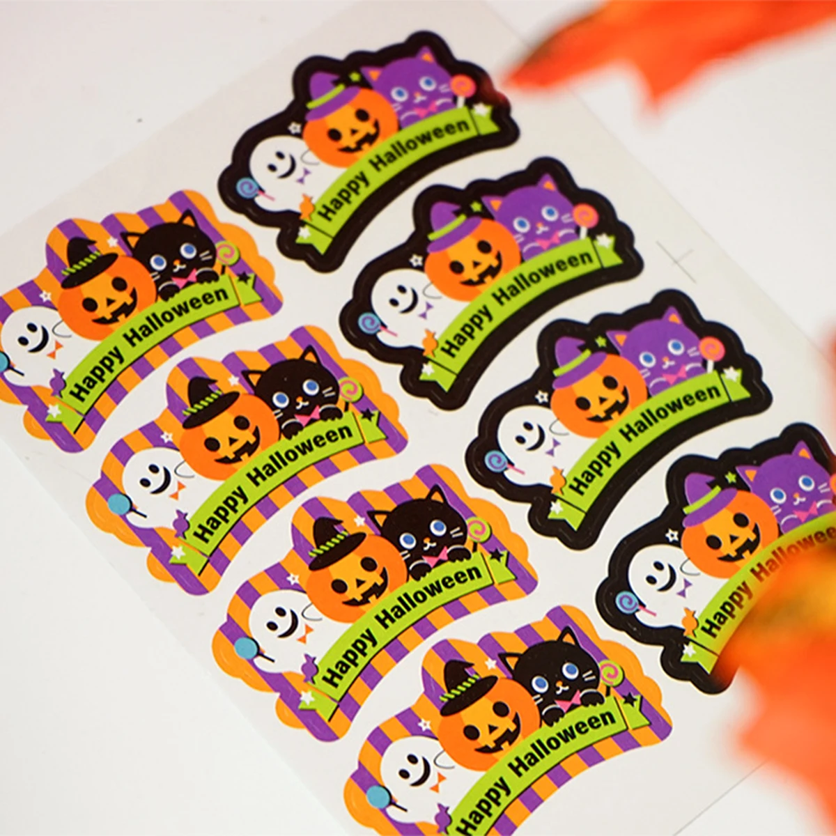 Halloween Stickers Pumpkin Ghost Cat Stickers For Candy Biscuit Bags Gift Packing Happy Halloween Decoration DIY Party Supplies