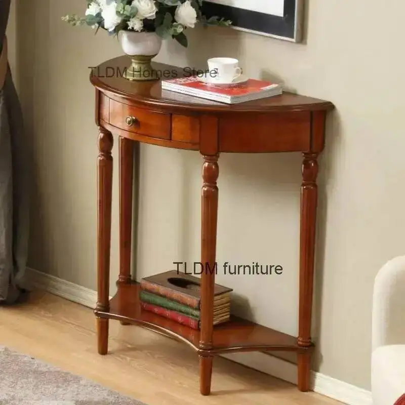 Tables Table Light Simple Nordic Semicircle Solid Console Console Wood Chinese Luxury Household for Table Entrance for Corridor