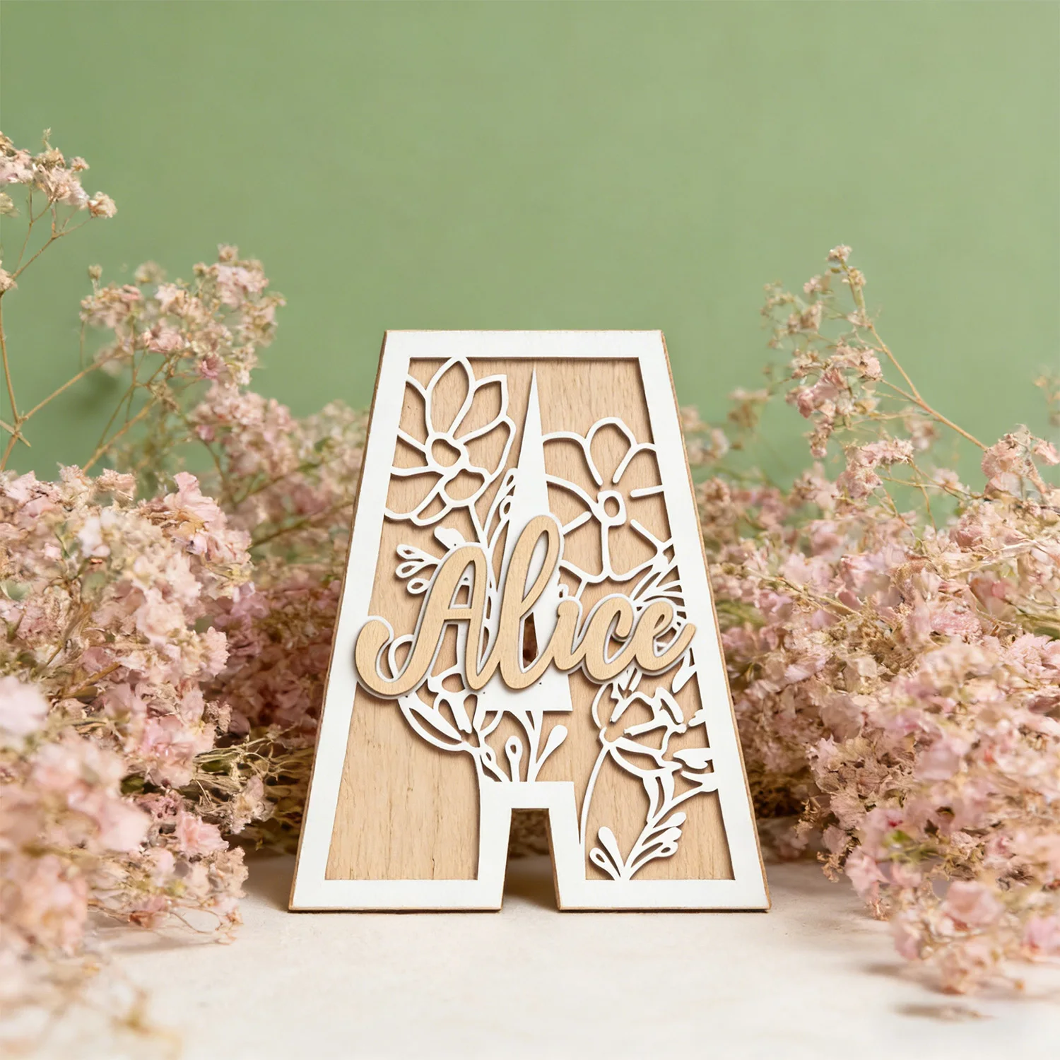 1pc Wooden Plaque with Customizable Name Letters, Customizable Content, Children's Room Decoration, Baby Name Identification