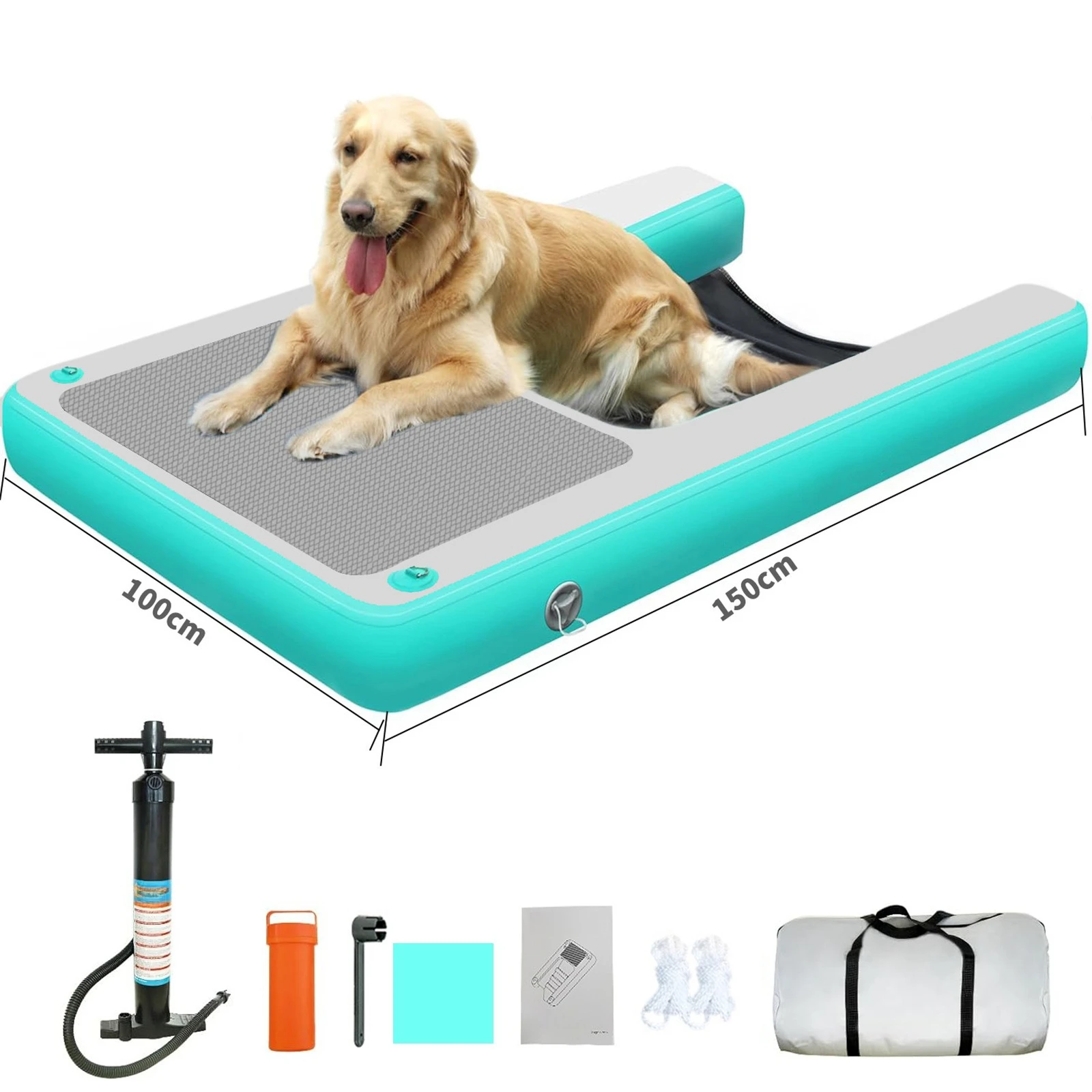 Inflatable Dog Float Board Pet Water Toy Swimming Pool Ramp Puppy Ladder Floating Mat Summer Beach Accessories Portable Slip