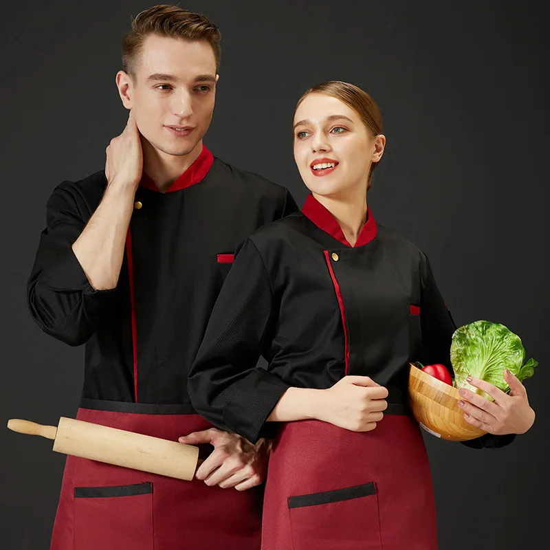 

C377 Chef Jackets Kitchen Work Jackets Restaurant Chef Uniforms Sushi Bakery Cafe Waiter Coat Chef Uniform Chef Coat Waiter Wear