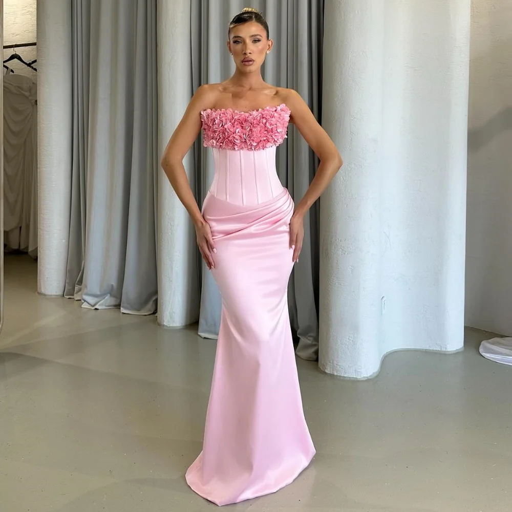 

Customized Fashion Applique Trumpet Strapless Long Dresses Bespoke Occasion Dresses Exquisite Simple