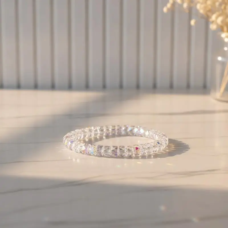 [F] New 1PC Natural Opal Bracelet Stretchable Elastic Cord Jewelry Helps Maintain Emotional Balance