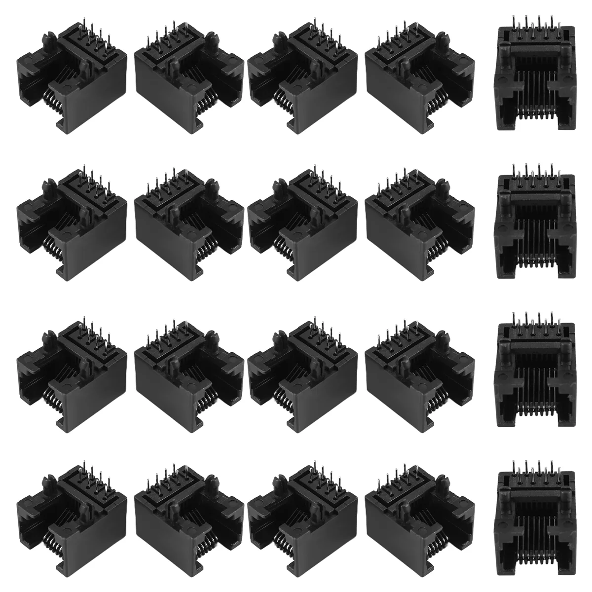 ABFA 20 шт. RJ45 8P8C Компьютерная Интернет Сеть PCB Разъем Черный