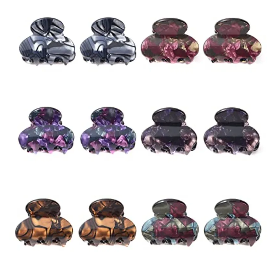 

1.2 inch Small Hair Clips Plastic Hairs Claws Barrette Small Hairpin Clamps for Women and Girls, Pack of 12