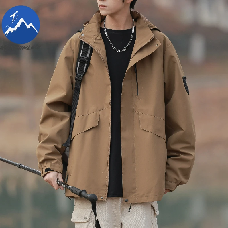 

2026 мужская куртка, удобная ветрозащитная куртка с капюшоном для пешего туризма, кемпинга, весна-осень, повседневная прочная мужская ветровка для альпинизма