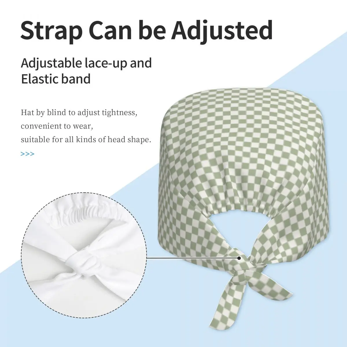 Checkerboard Mini Check Pattern Scrub Hat Doctor Working Surgical Cap Men Women Adjustable Nursing Caps for Dentist