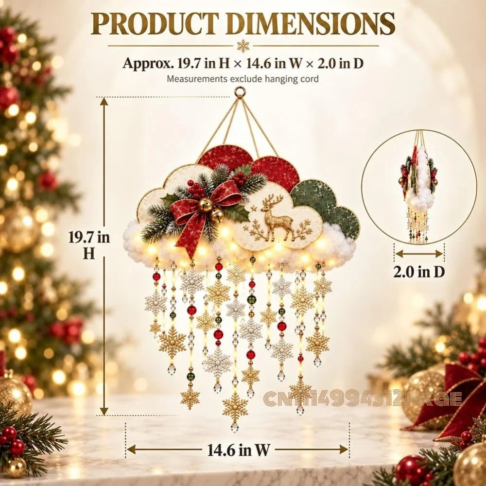Vintage Lighted Christmas Snowfall Cloud, Christmas Decorations Indoor,Lantern Lamp with Glow, LED Night Light for Home Kitchen - view 4