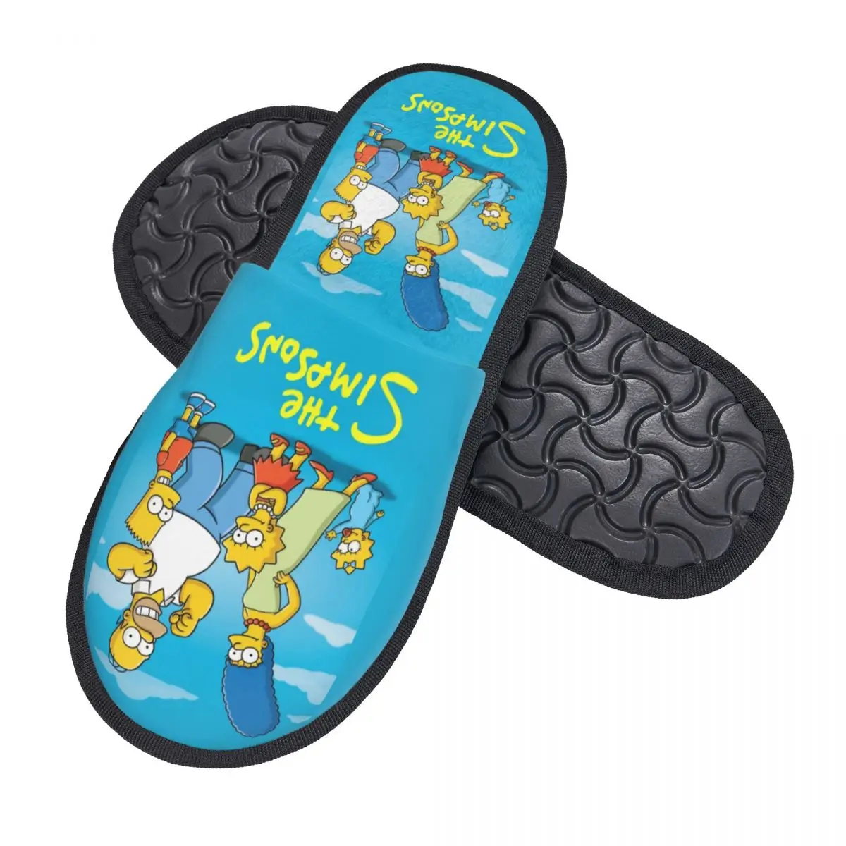 Custom The Simpsons TV Show House Slippers Women Cozy Memory Foam Cartoon Slip On Spa Slipper Shoes