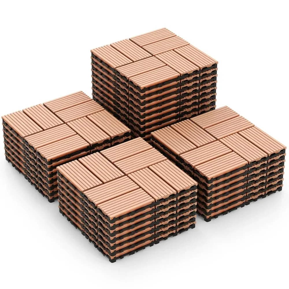 

36 PCS 12"x12" Composite Deck Tiles - Interlocking Waterproof Flooring (36 Sq.Ft) for All-Weather Outdoor Use