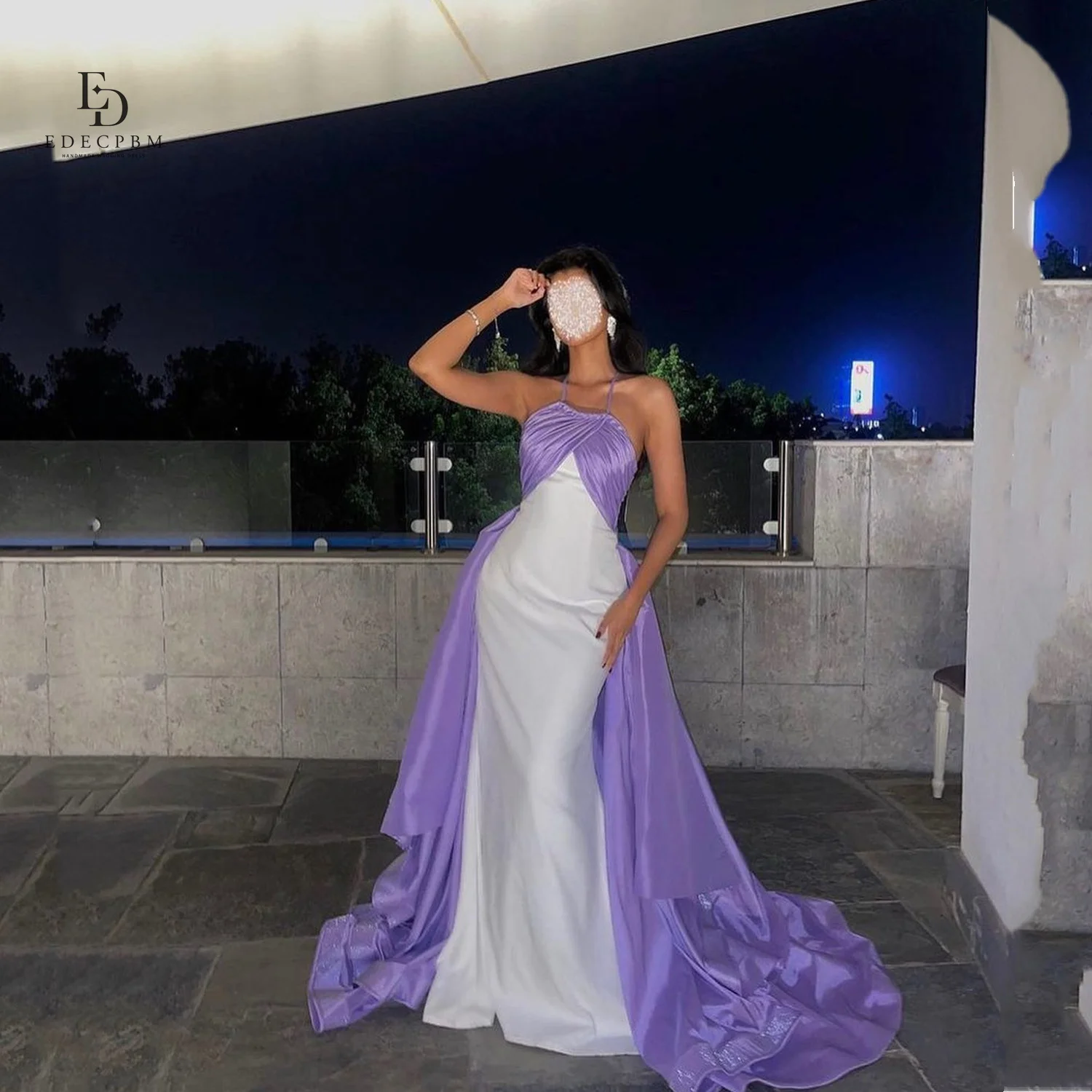 

EDECPBM Элегантные вечерние платья по индивидуальному заказу 2025 года فساتين سهرة Женское вечернее платье русалки двух цветов Vestidos De Festa Satin Prom