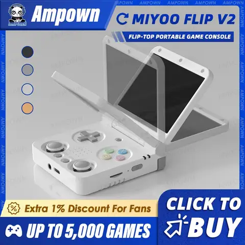 MIYOO 플립 휴대용 게임 플레이어 3.5 ''IPS 스크린 Linux 시스템 양파 OS 비디오 게임 콘솔 무료 보관 가방 게이머 선물 게임