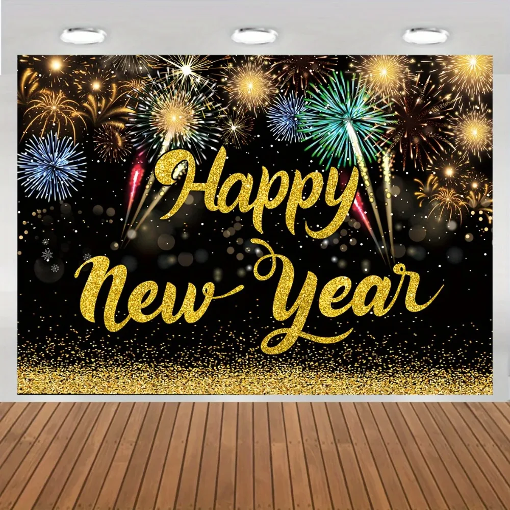 

2026 фон с изображением с Новым годом, сияющие звезды в черном и золотом цвете для взрослых, вечеринка, студийный реквизит, фон для фотосъемки