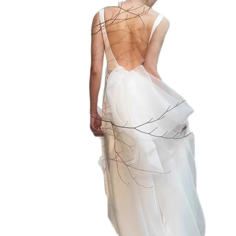 フレンチオフショルダーライト旅行写真婚約長袖サテンブライダルマーメイドドレスシンプルなレセプションお出かけドレス