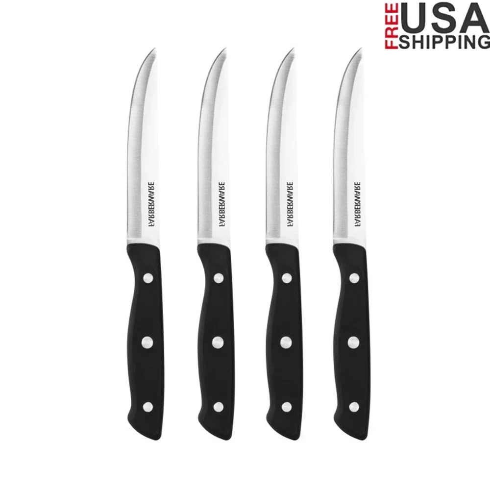 طقم سكاكين شريحة لحم من الفولاذ المقاوم للصدأ مكون من 4 قطع شفرات متينة عالية الكربون ومقابض مريحة وأدوات مائدة للمطبخ وتناول الطعام #2