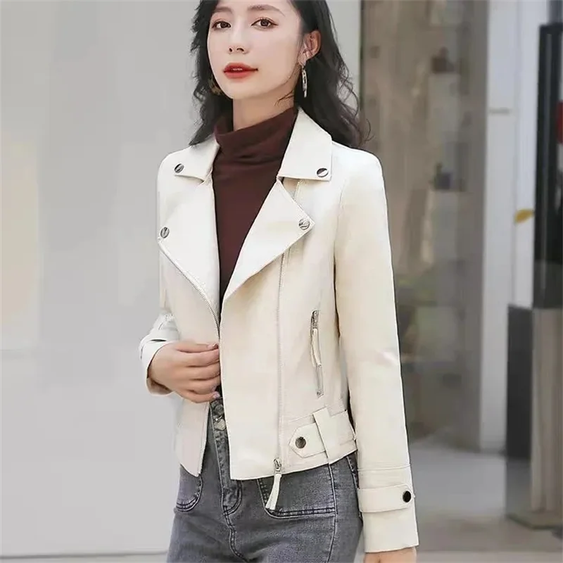 PU Leather Jackets Women's Spring Autumn New 2025 Haining Conventional Coat Slim Fashion Ladies Outwear Motorcycle Outcoat Tide 4