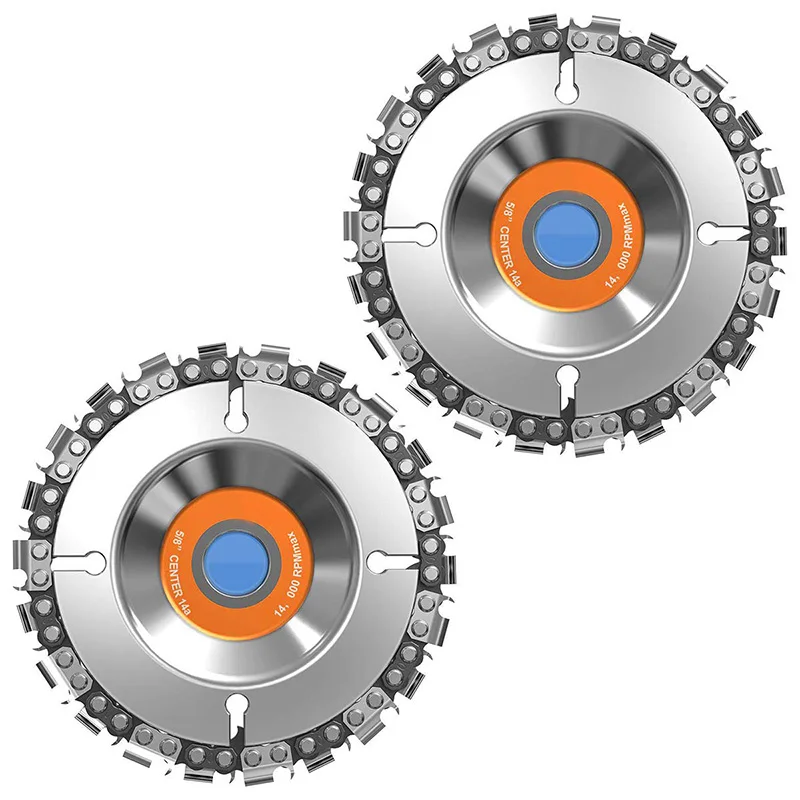 Disco moedor de 4 polegadas, lâmina de motosserra de aço com 22 dentes, disco de escultura em madeira para corte e modelagem, caramanchão de 5/8 polegadas, cabe em 4 polegadas ou 4-1/2