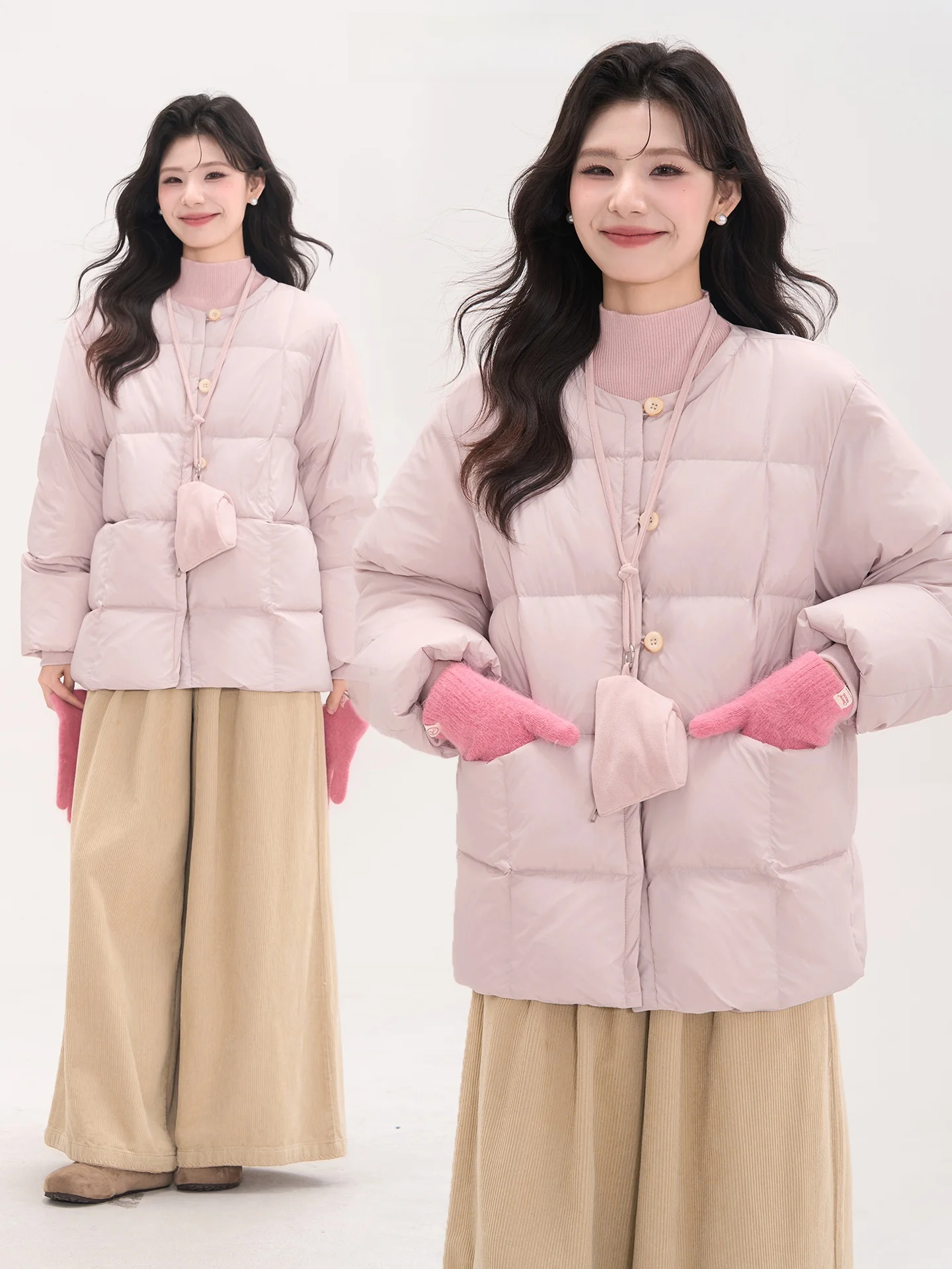 

Утепленное зимнее стеганое пальто Sweet Flavor Heme с круглым вырезом, женская куртка с узором в стиле колледж, утолщенное женское пальто