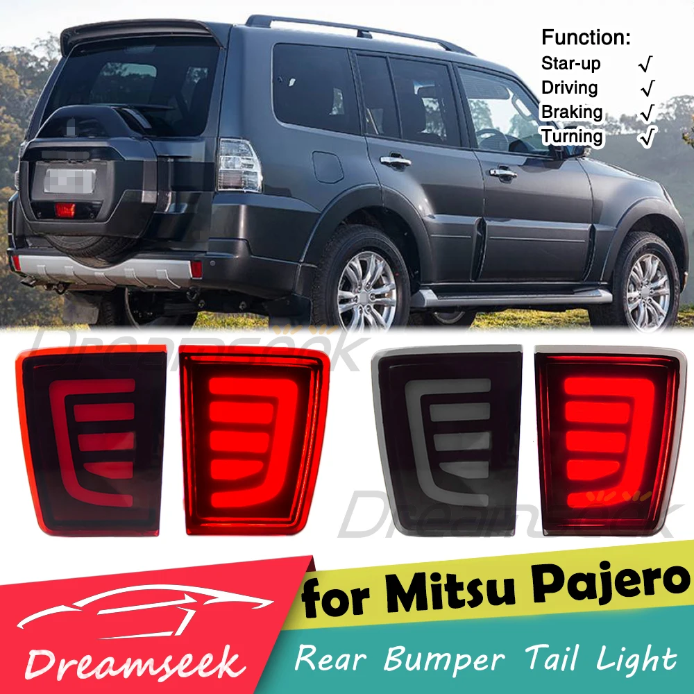 LED Rear Bumper Tail Light For Mitsubishi Pajero Shogun Montero V85 V87 V93 V95 V97 V98 2007-2020 Brake Lamp w/ Dynamic Turn L+R