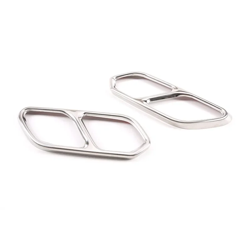 For VW Touareg CR7 2018 2019 2020 2021 Stainless Steel Black Car Rear Left Right Exhaust Muffler Pipe Tip Cover Trim Decor