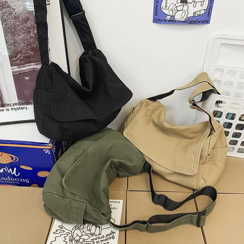 Borsa da scuola per studenti in tela casual Borse a tracolla alla moda per donna Borsa a tracolla semplice unisex Borsa a tracolla da viaggio in