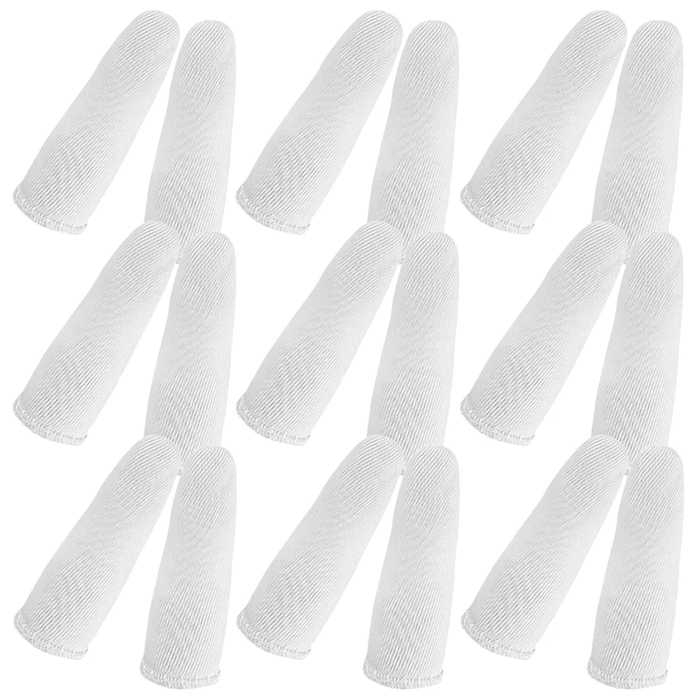 60 Pcs Finger Sleeves Pure Cotton Cots Covers Non-slip Breathable Fingertip Protector White