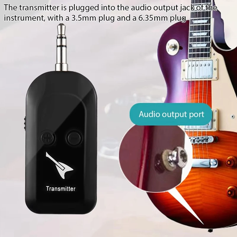 Top-Wireless Guitar System Rechargeable 2.4G Guitar Transmitter Receiver Set Realtime With 6.35Mm Adapter Musicaccessories