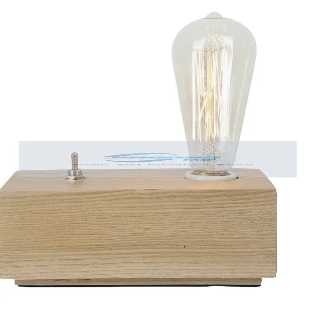 Log lamp, simple solid wood bedside table, dormitory lamp