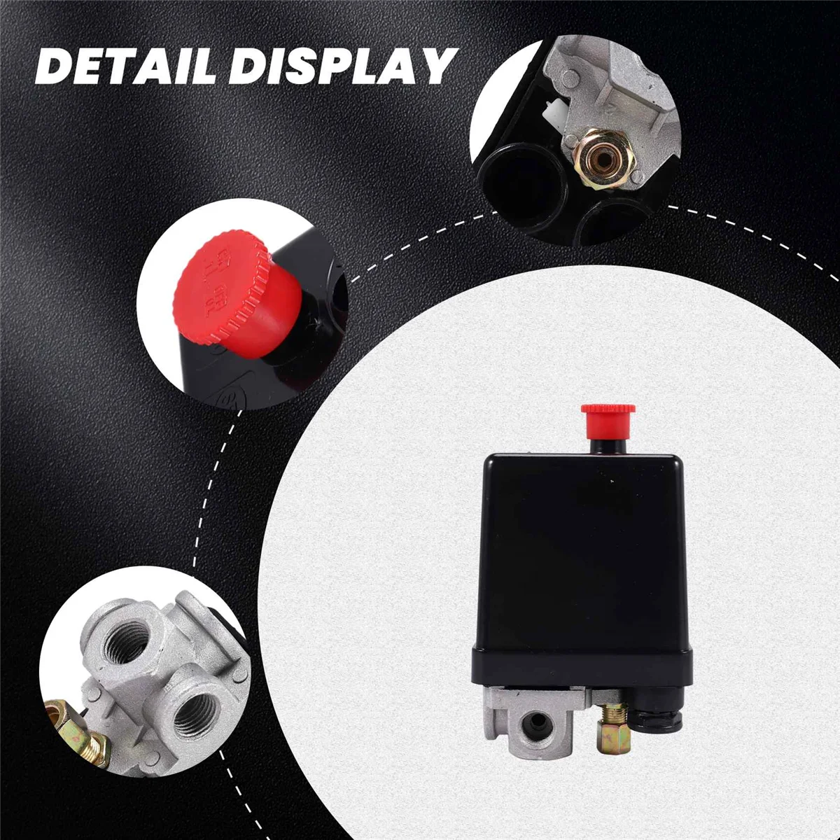 Heavy Duty Air Compressor Pressure Switch Control Valve 90 PSI -120 PSI Black