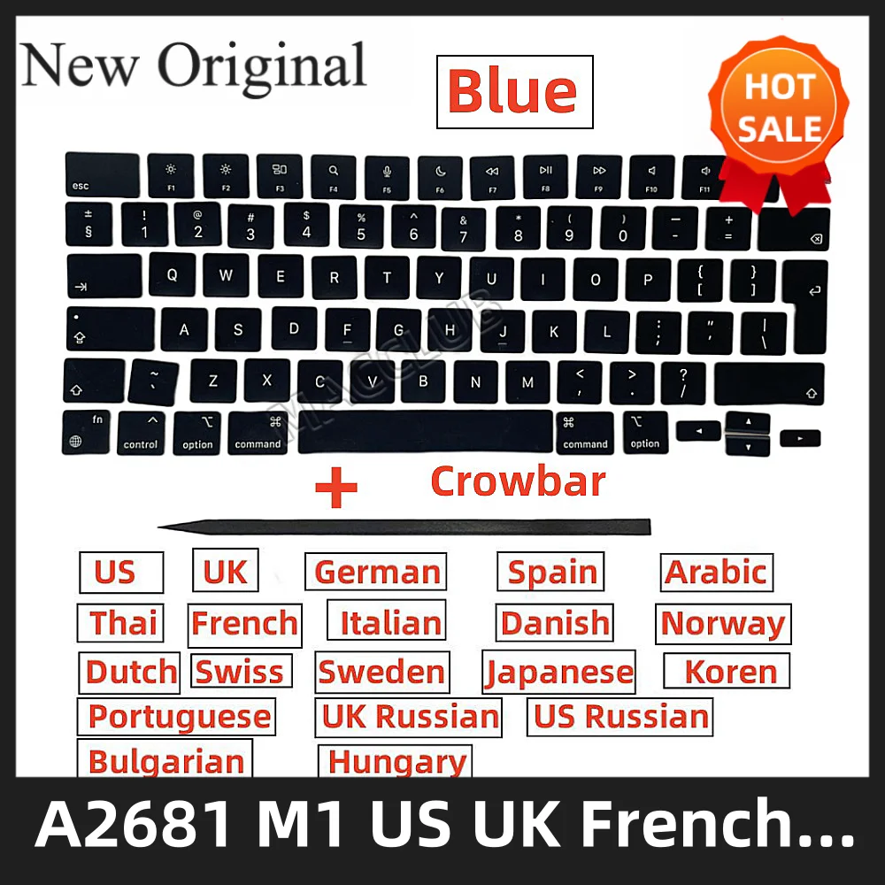 

Blue A2681 13.2'' Keycaps US UK SP FR GR DK IT RU JP swiss Layout for Macbook Pro A2681 M2 2022 keyboard keys Keycap