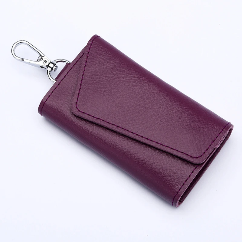 Pu Leather Keychain Men Women Key Organizer Holder Pouch Cow Split Car Key Wallet Housekeeper Key Case Mini Card Bag