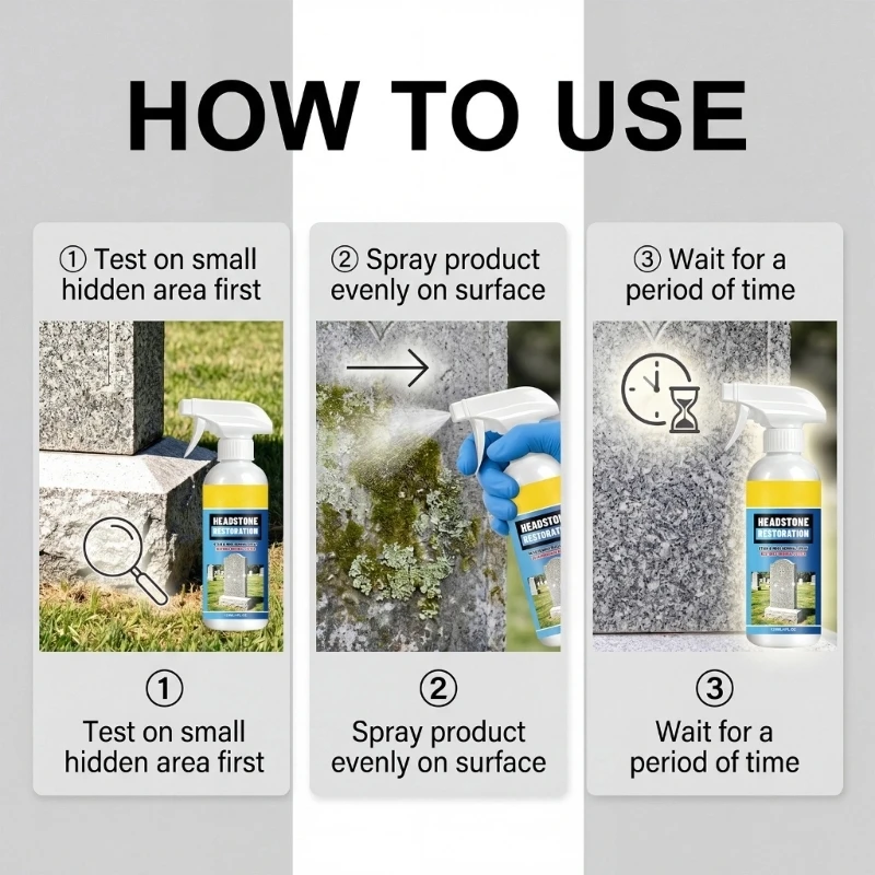 120Ml/4Floz Tombstones Cleaner Restoration Solution For Deep Cleaning And Restoring Stone Surfaces With Protective B03E