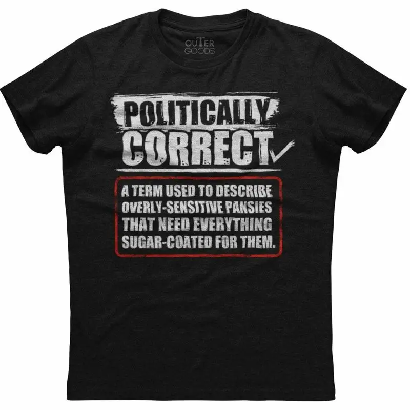 

Politically Correct A Term Used to Describe Sensitive Pansies Black T Shirt