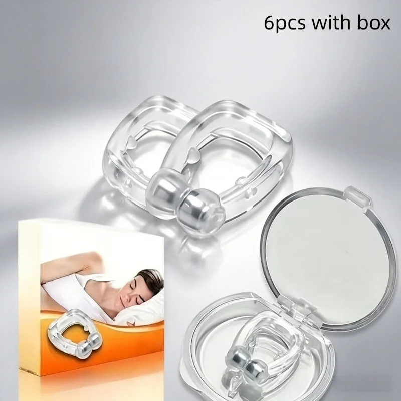 6 Pcs Portable Anti-Snore Nose Clips – Physical Expansion for Smooth Breathing & Better Sleep – Drug-Free, Unisex